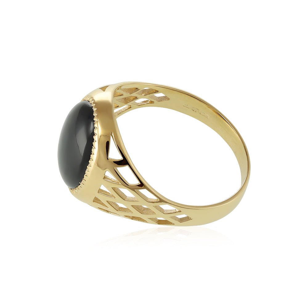 9ct Yellow Gold Oval Onyx Signet Ring 111095 - FJewellery
