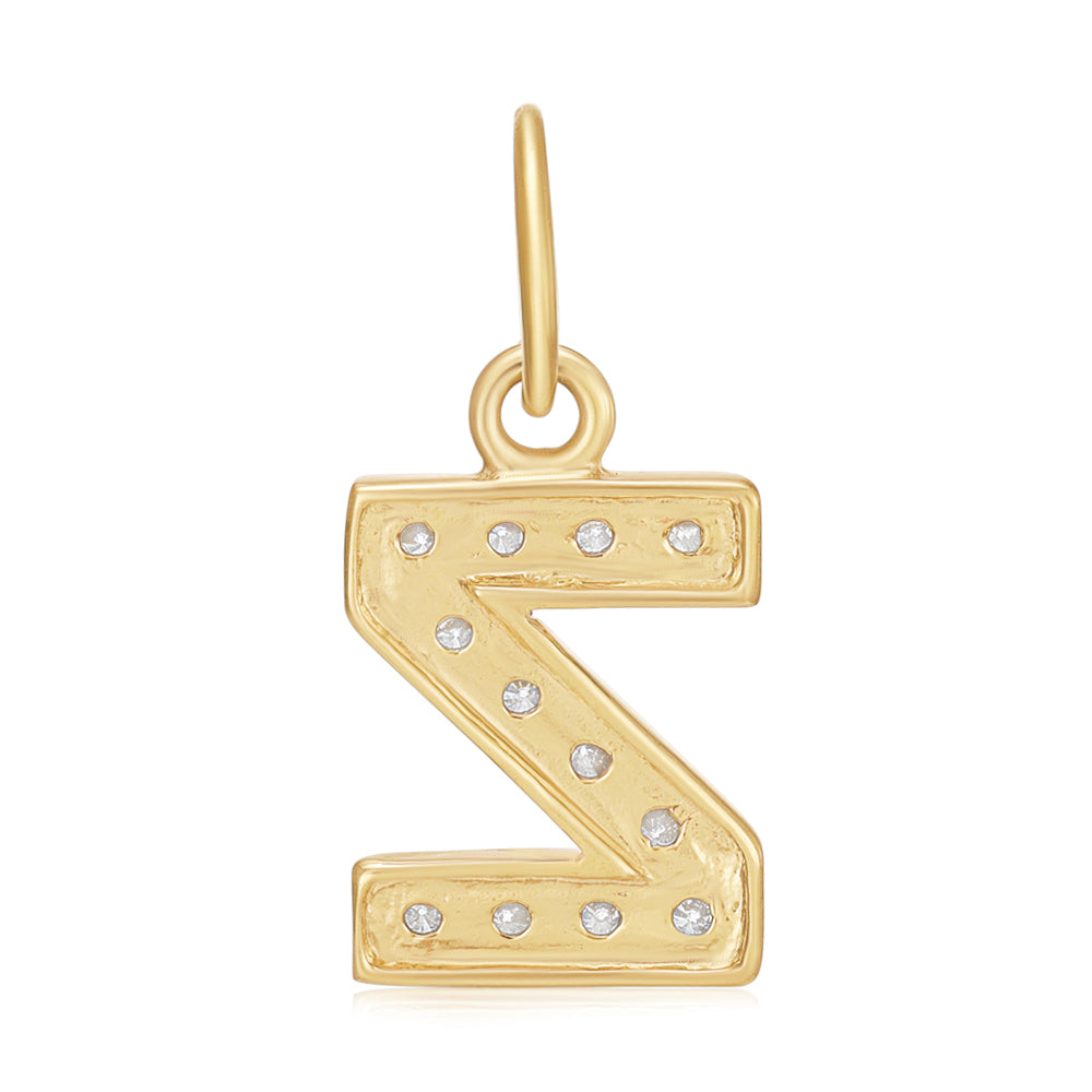 9ct Solid Yellow Gold Small Cubic Zirconia Initial Pendant Z DSHSLINCZ-Z