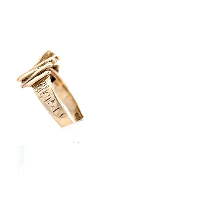 9ct Gold Textured Multi-Band Crossover Ring