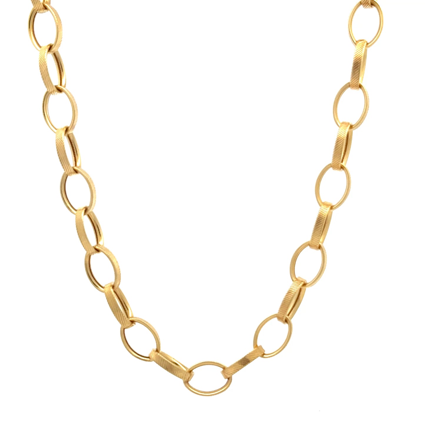 9ct Gold Oval Link Chain with Textured Alternating Links