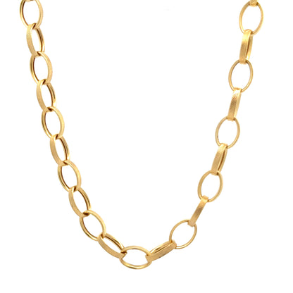 9ct Gold Oval Link Chain with Textured Alternating Links