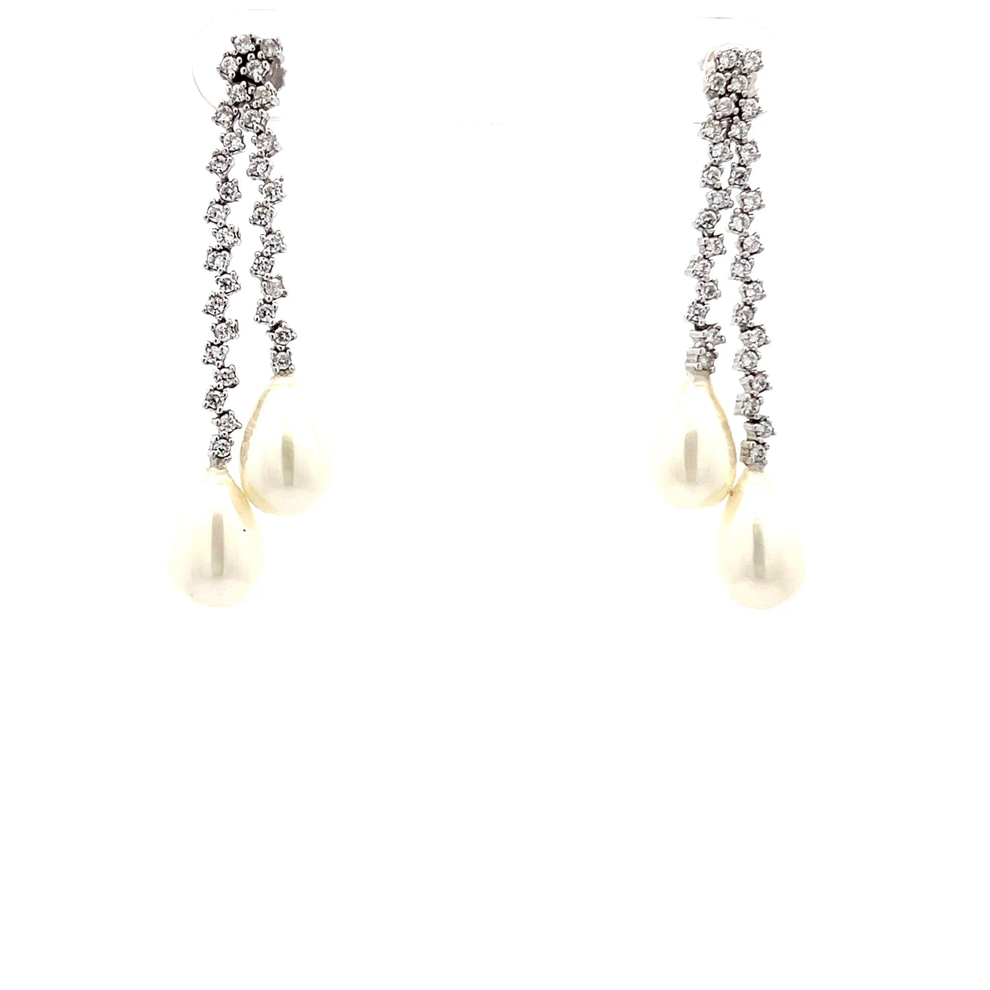 18ct  White Gold Pre-Owned CZ Pearl Earrings