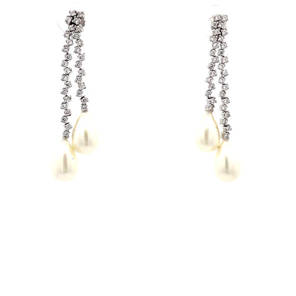 18ct  White Gold Pre-Owned CZ Pearl Earrings