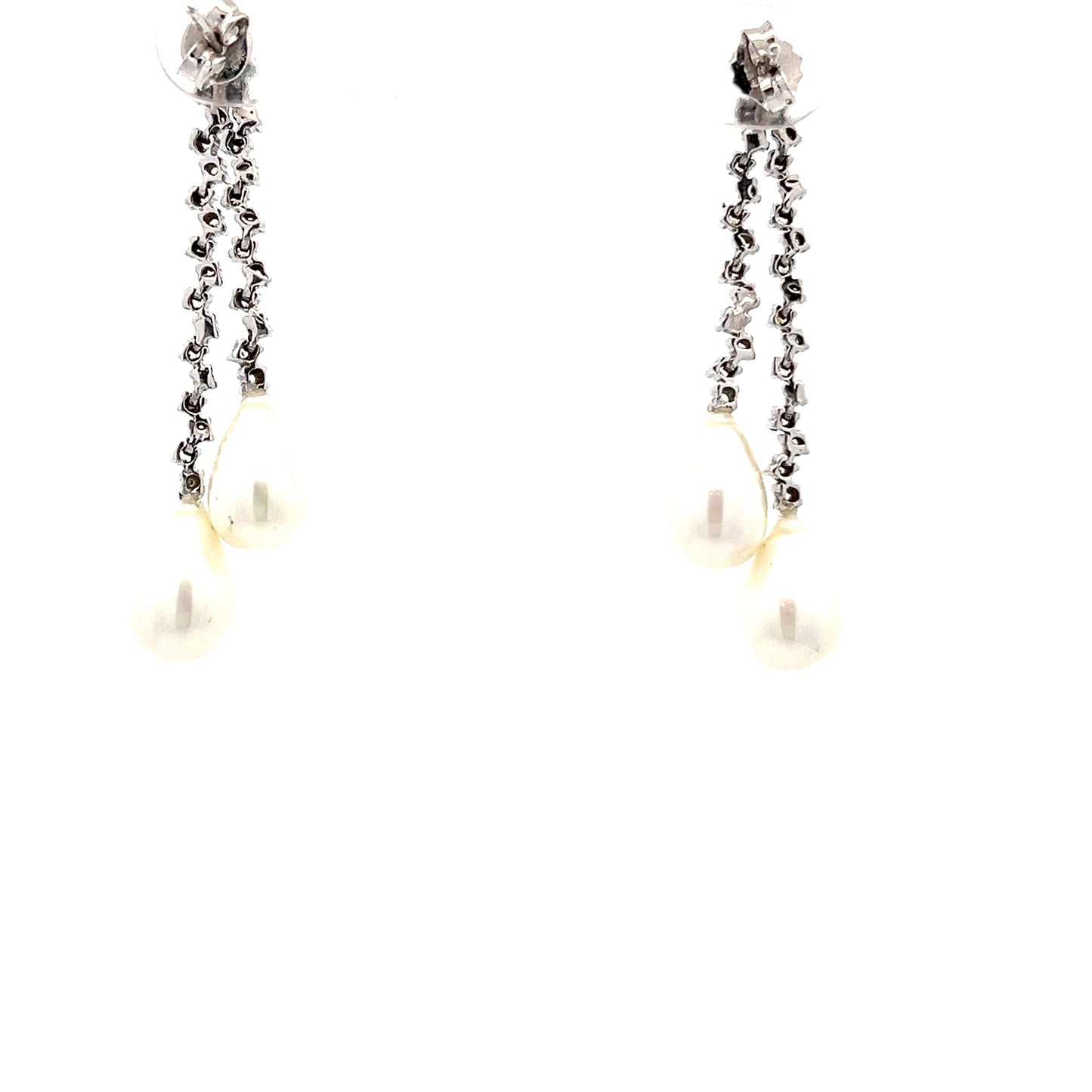 18ct  White Gold Pre-Owned CZ Pearl Earrings
