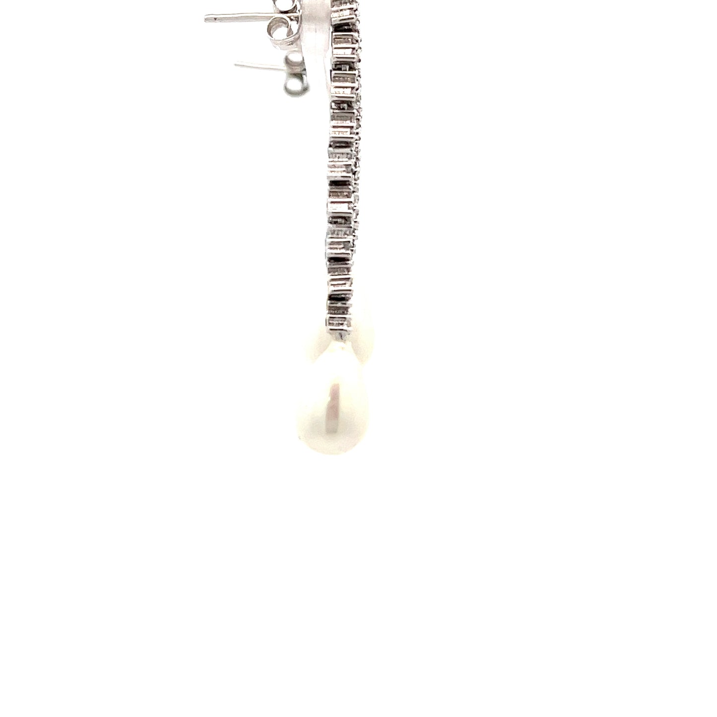 18ct  White Gold Pre-Owned CZ Pearl Earrings
