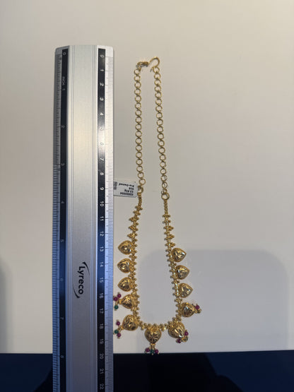 22ct Gold Heart Charm Necklace with Coloured Stone Drops