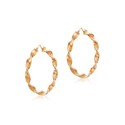 9ct yellow gold twisted hoop earrings 02033195