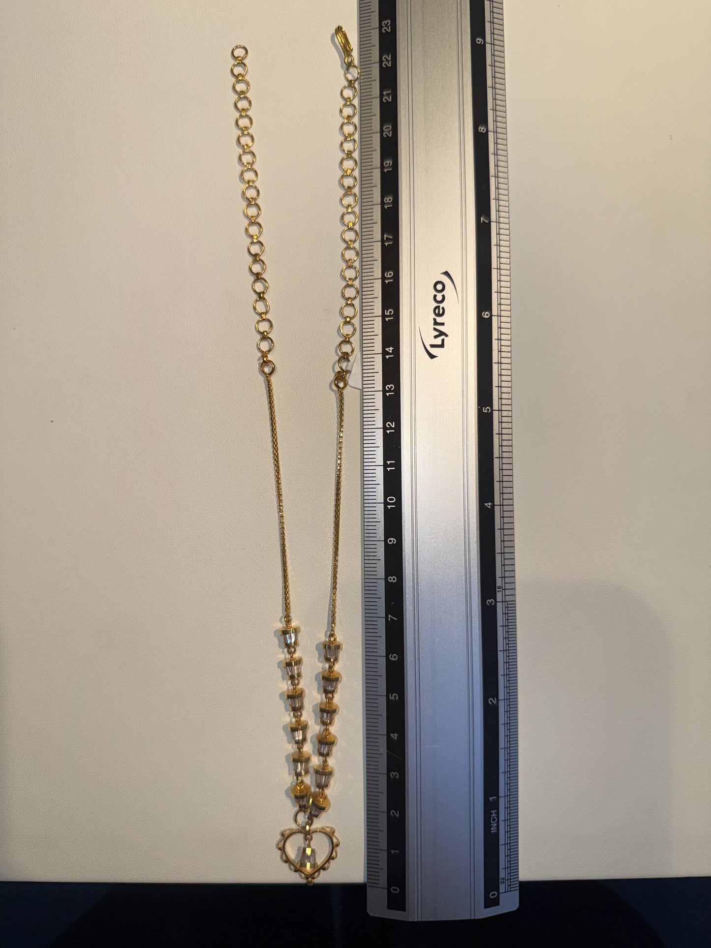 22ct Gold Necklace with Beaded Chain and Heart Pendant