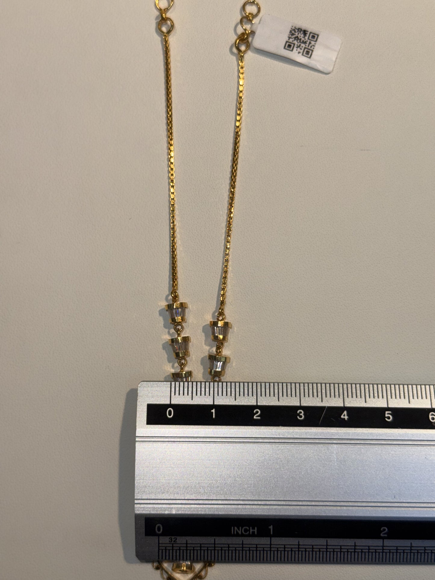 22ct Gold Necklace with Beaded Chain and Heart Pendant