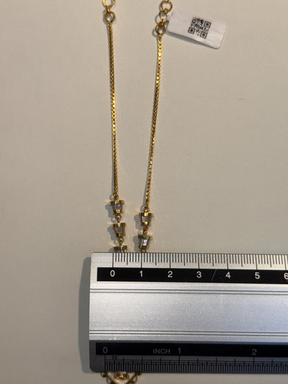 22ct Gold Necklace with Beaded Chain and Heart Pendant