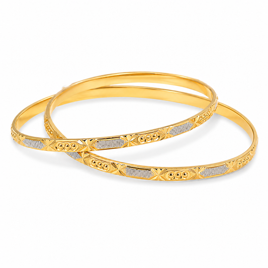 22ct Gold Patterned Bangles with Two-Tone Textured Detail