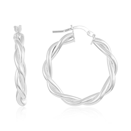 925 Sterling Silver Twist Hoop 25mm Earrings 306678