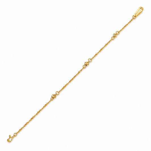 22ct Gold Twisted Chain Bracelet with Beaded Accents