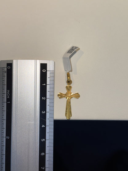 22ct Gold Cross Pendant with Radiating Textured Detail