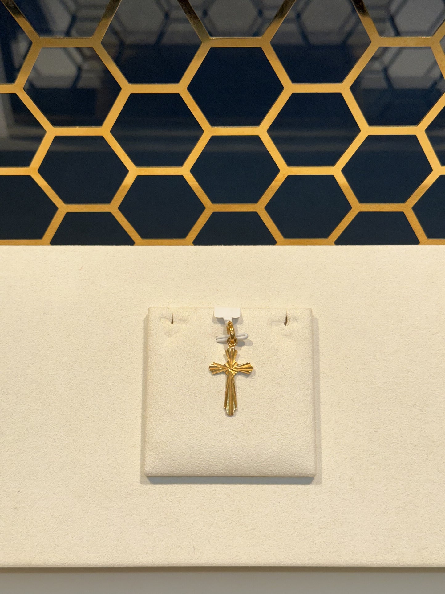 22ct Gold Cross Pendant with Radiating Textured Detail