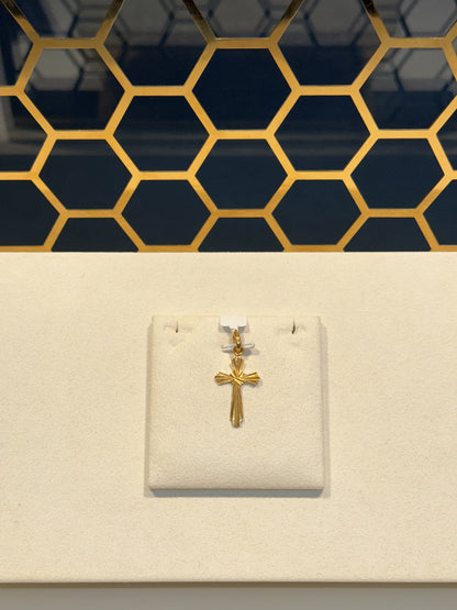 22ct Gold Cross Pendant with Radiating Textured Detail