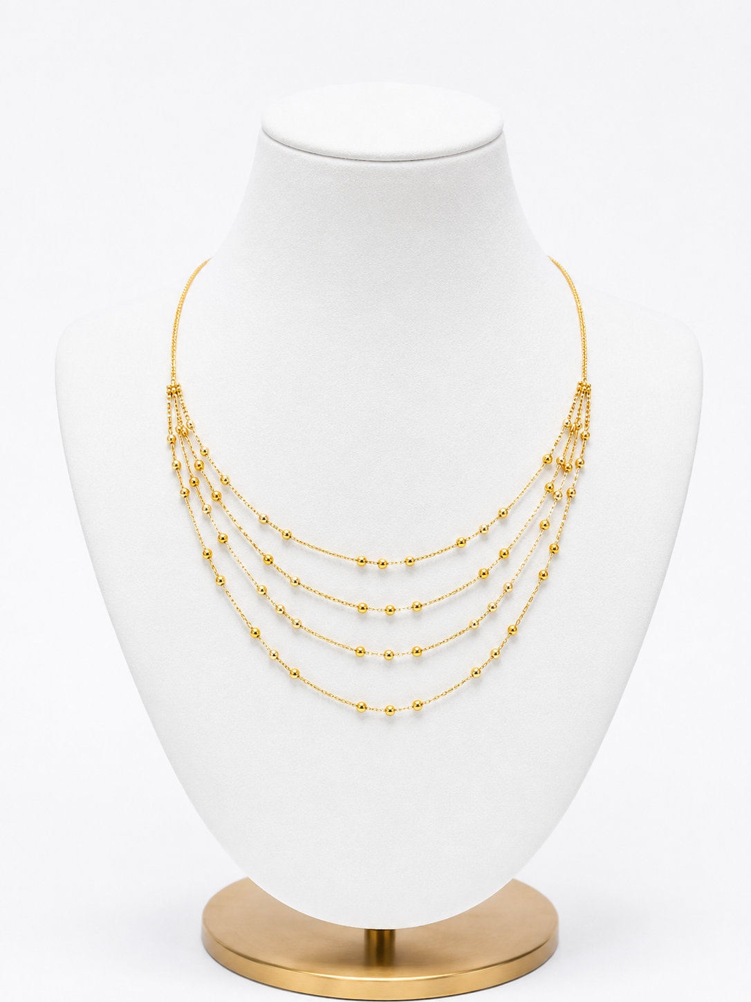 22ct Gold Four-Strand Beaded Drop Necklace