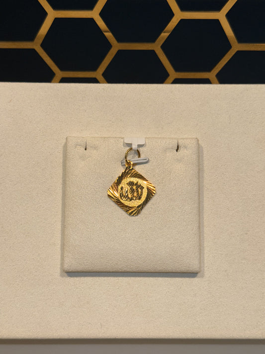 22ct Gold Rectangular Textured Pendant with Central Motif