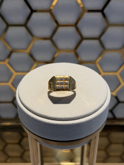 22ct Gold Rectangular Clear Stone Cluster Ring