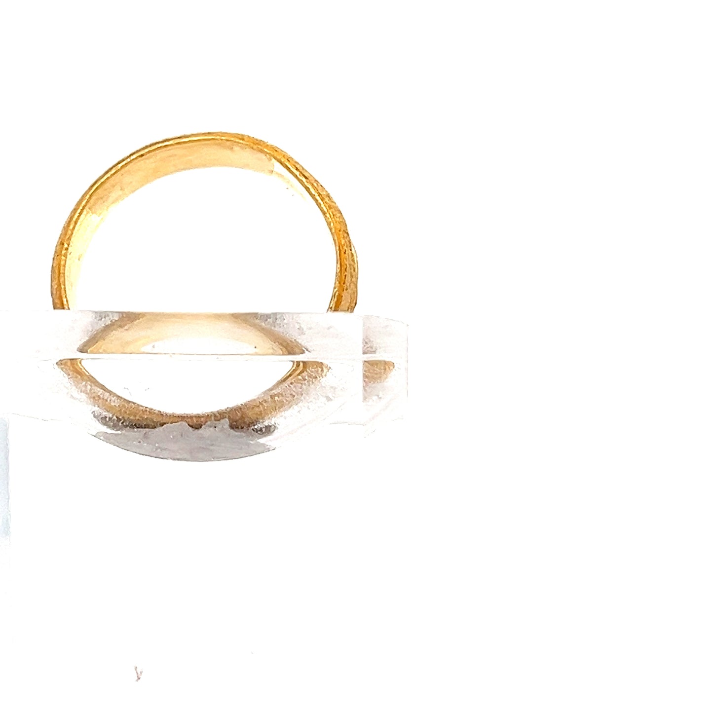 22ct Gold Patterned Band Ring with Leaf Motif