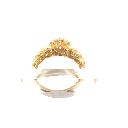 22ct Gold Cluster Ring with Clear Stones and Ornate Shoulders