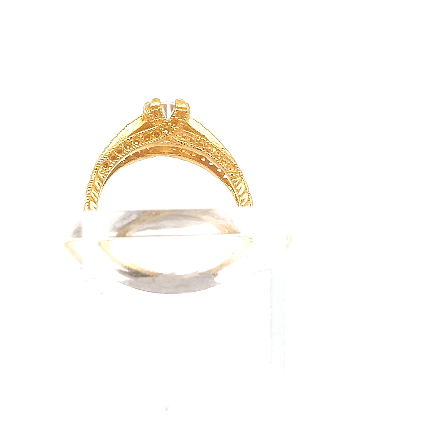 22ct Gold Round Clear Stone Halo Ring