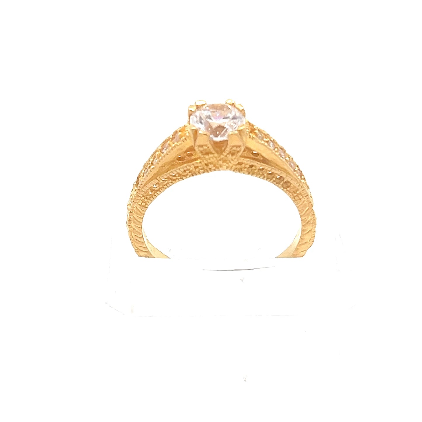 22ct Gold Round Clear Stone Halo Ring
