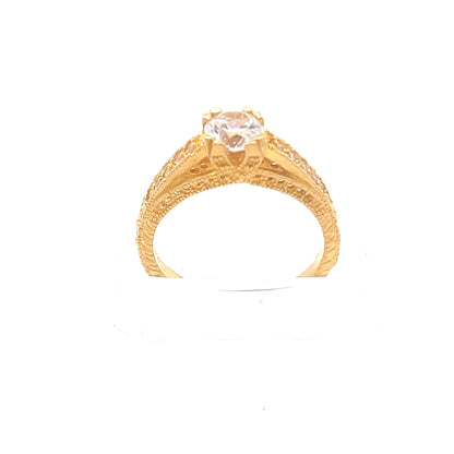 22ct Gold Round Clear Stone Halo Ring