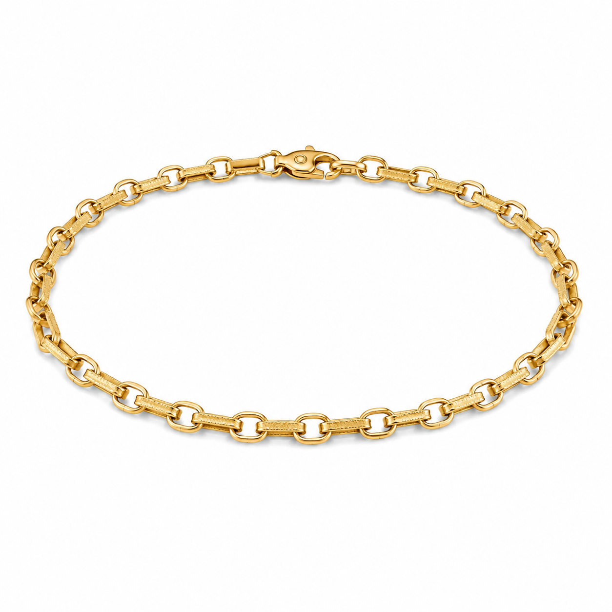 22ct Gold Oval Link Bracelet with Textured Bar Links