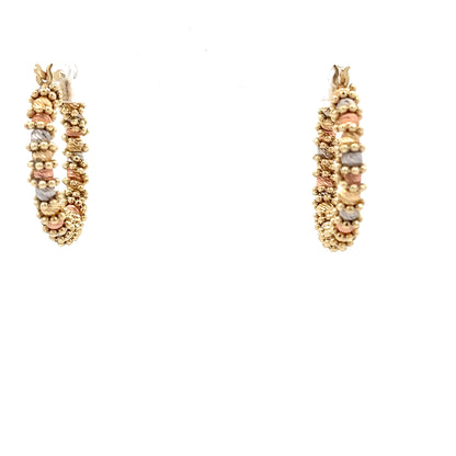 14ct Gold Multicoloured Textured Hoop Earrings