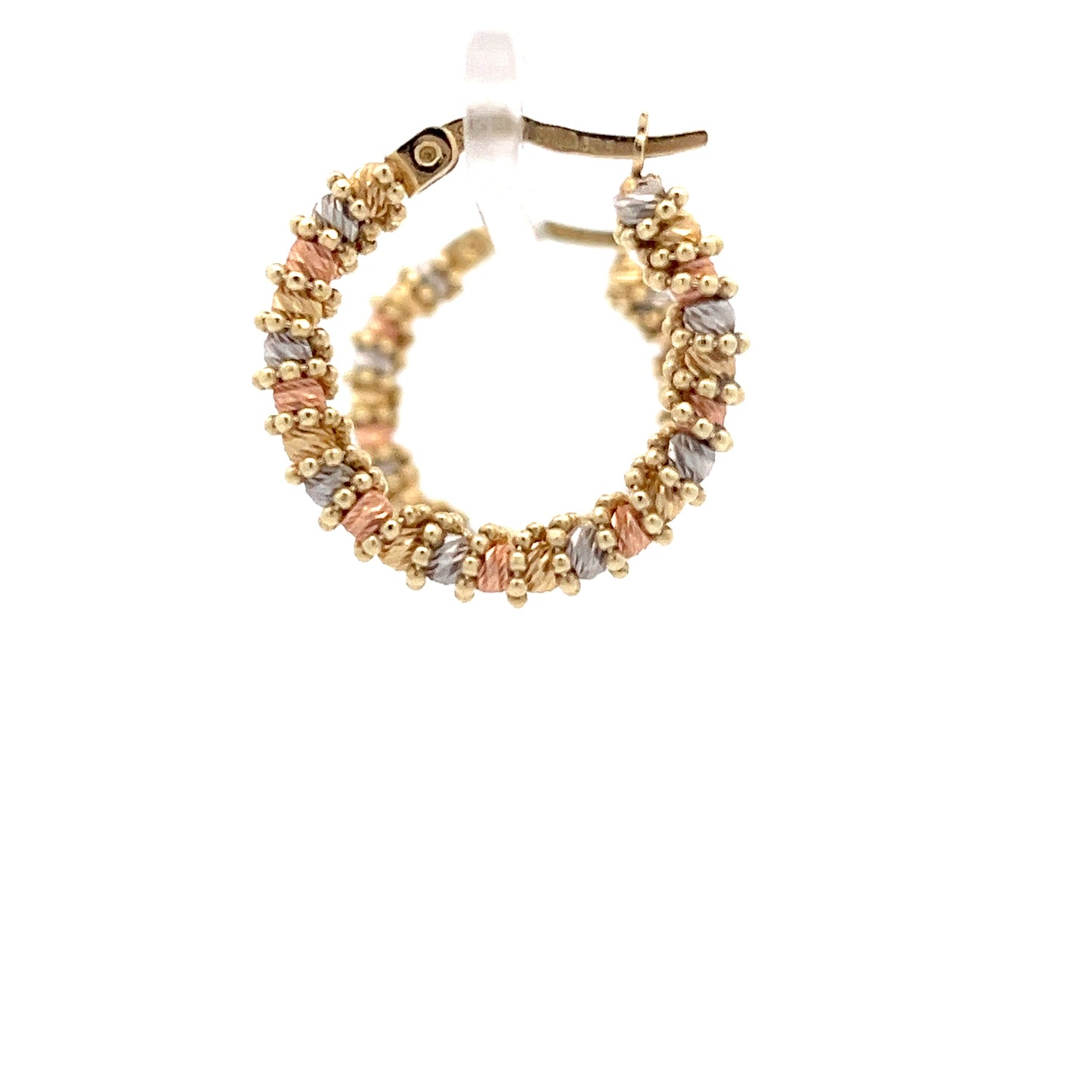 14ct Gold Multicoloured Textured Hoop Earrings