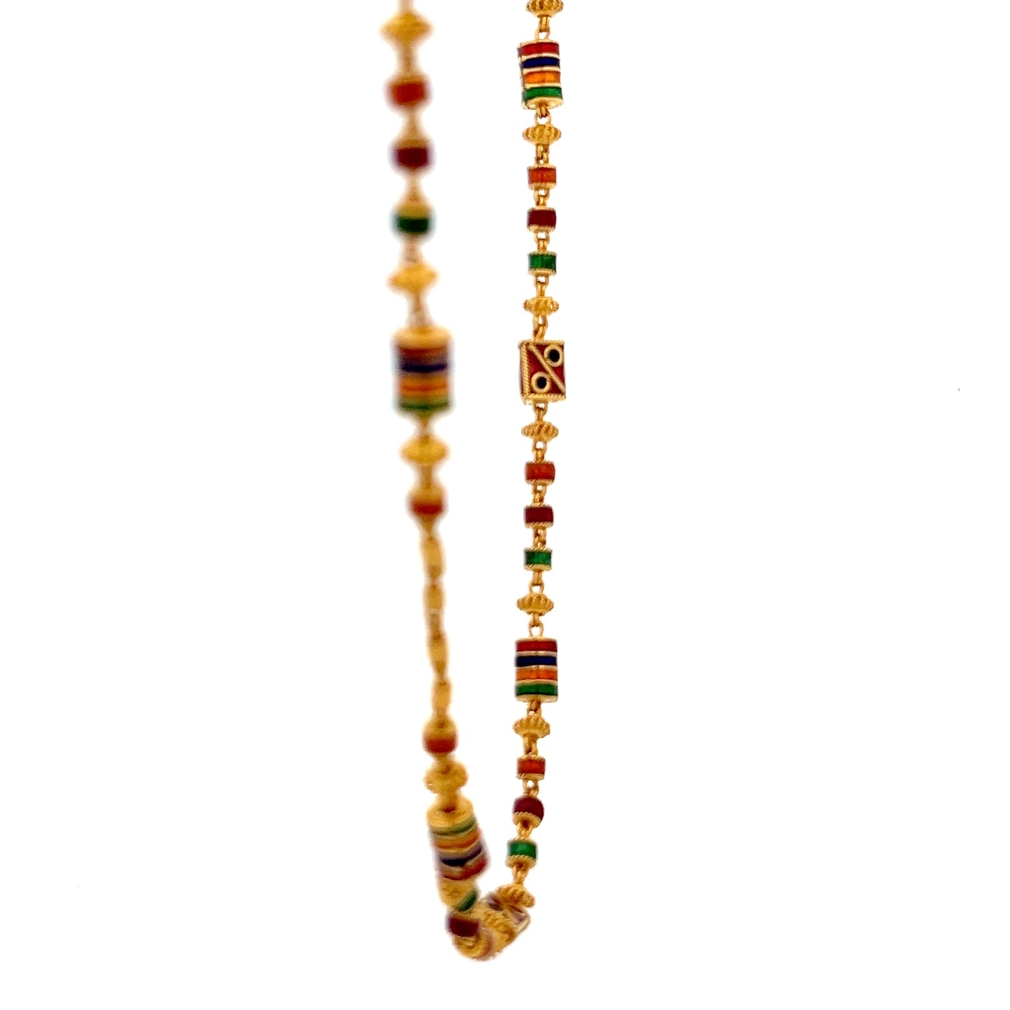 22ct Gold Chain with Multicoloured Enamel Bead Pattern