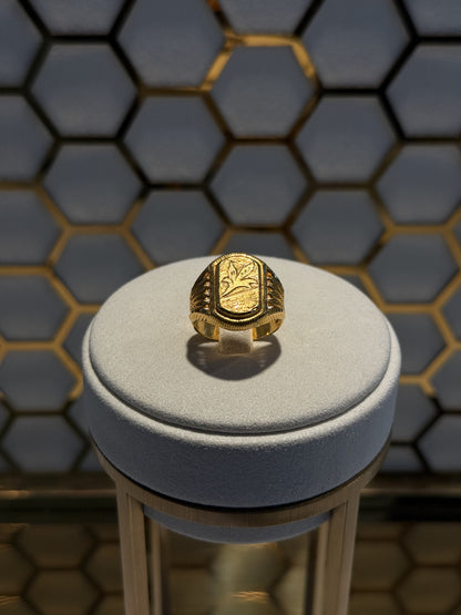 22ct Gold Signet Ring with Engraved Rectangular Face