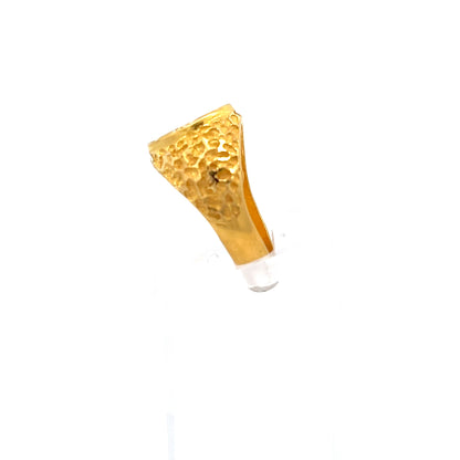 22ct Gold Oval Signet Ring with Textured Shoulders