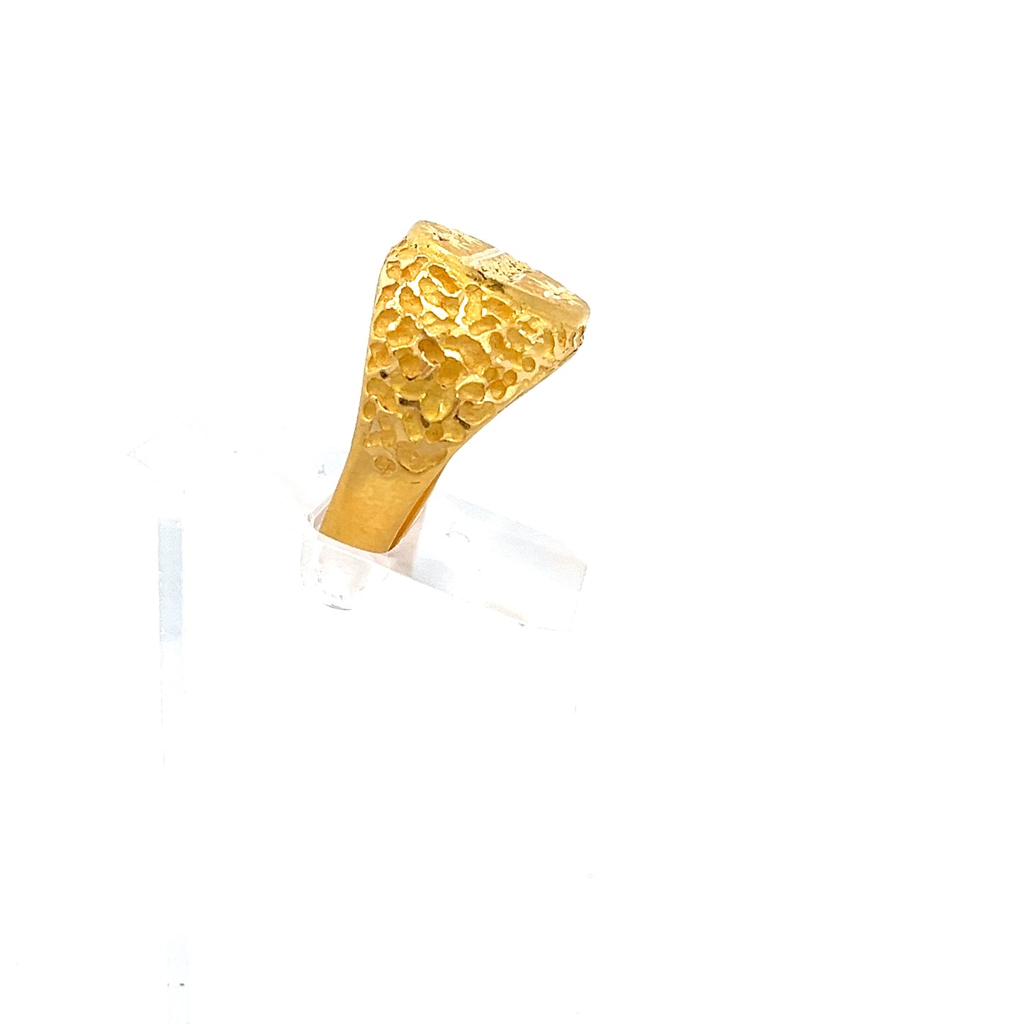 22ct Gold Oval Signet Ring with Textured Shoulders