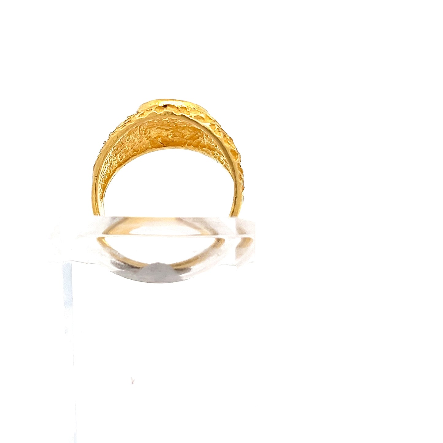 22ct Gold Oval Signet Ring with Textured Shoulders