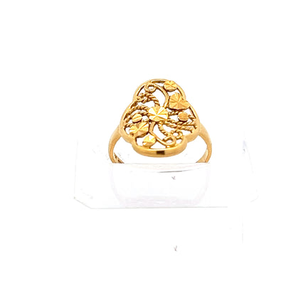 22ct Gold Ornate Floral Filigree Ring with Starburst Details