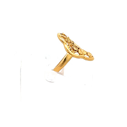 22ct Gold Ornate Floral Filigree Ring with Starburst Details