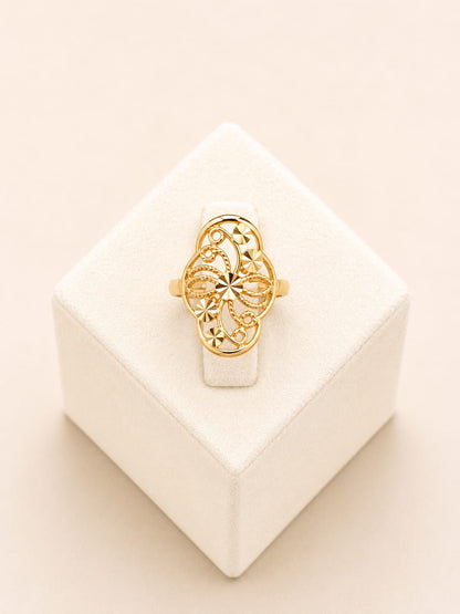 22ct Gold Ornate Floral Filigree Ring with Starburst Details