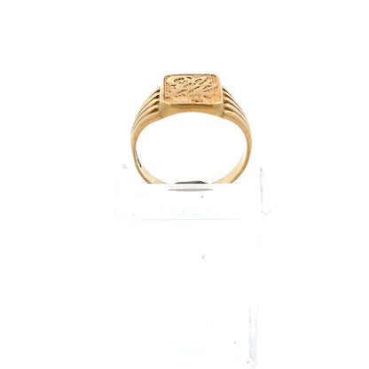 9ct Gold Rectangular Signet Ring with Engraved Face