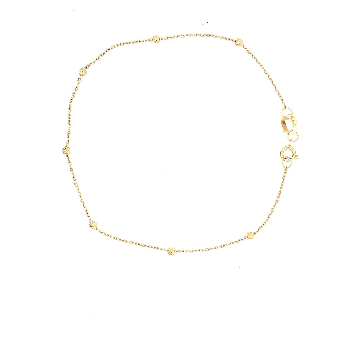 18ct Gold Fine Chain Bracelet with Textured Bead Details