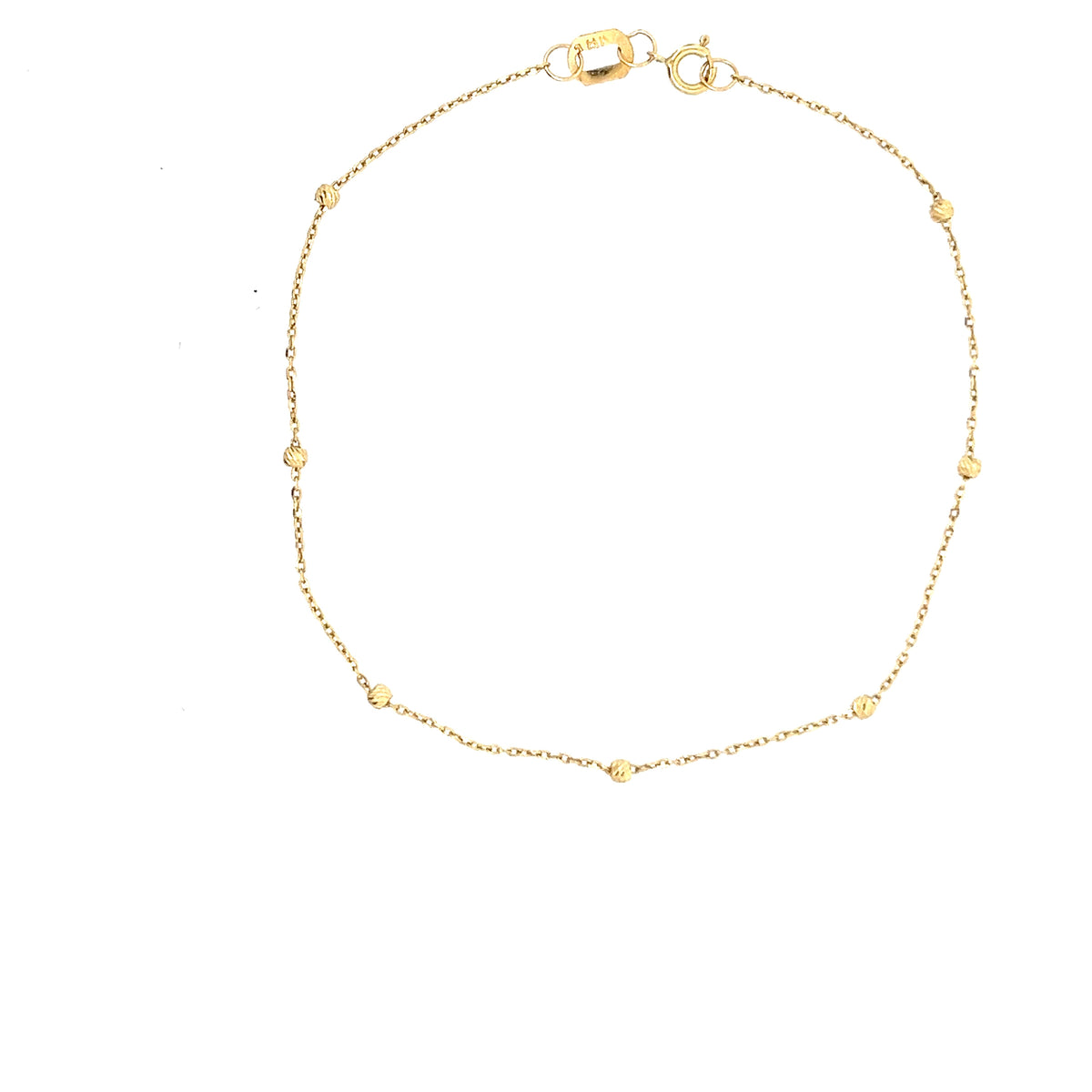 18ct Gold Fine Chain Bracelet with Textured Bead Details
