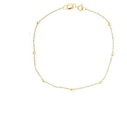 18ct Gold Fine Chain Bracelet with Textured Bead Details
