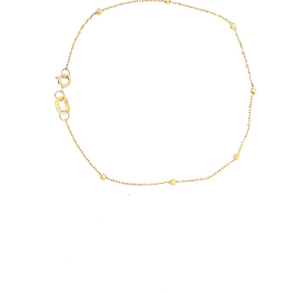 18ct Gold Fine Chain Bracelet with Textured Bead Details