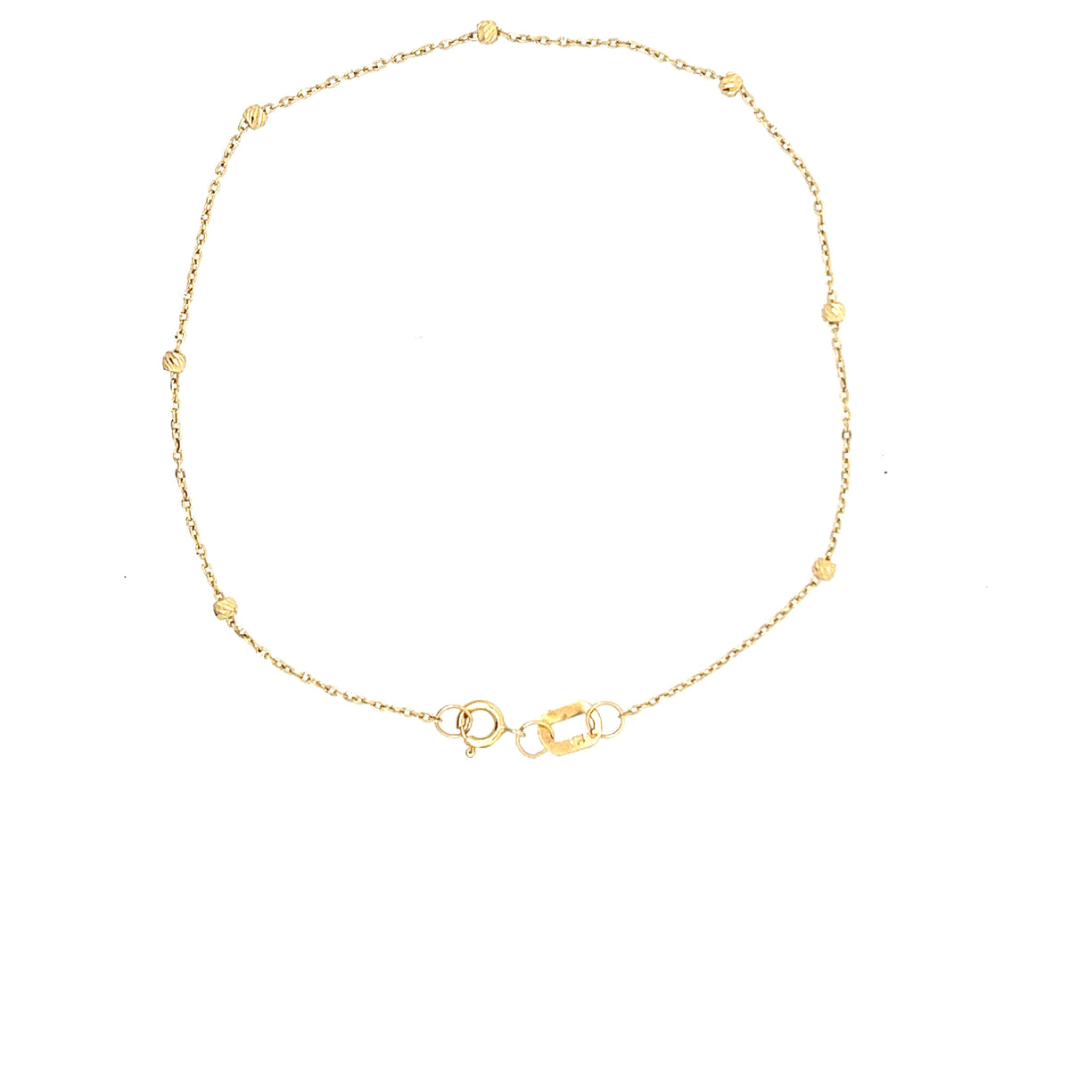 18ct Gold Fine Chain Bracelet with Textured Bead Details