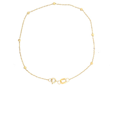 18ct Gold Fine Chain Bracelet with Textured Bead Details