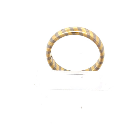 18ct Gold Two-Tone Striped Band Ring