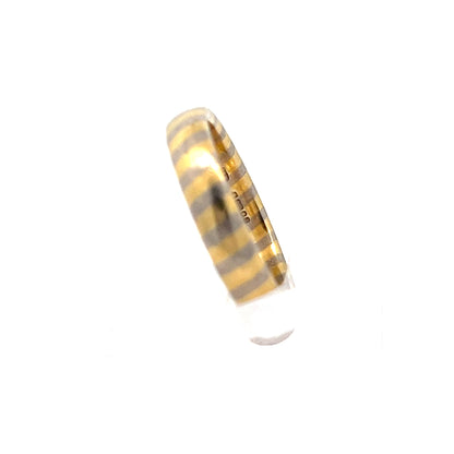 18ct Gold Two-Tone Striped Band Ring