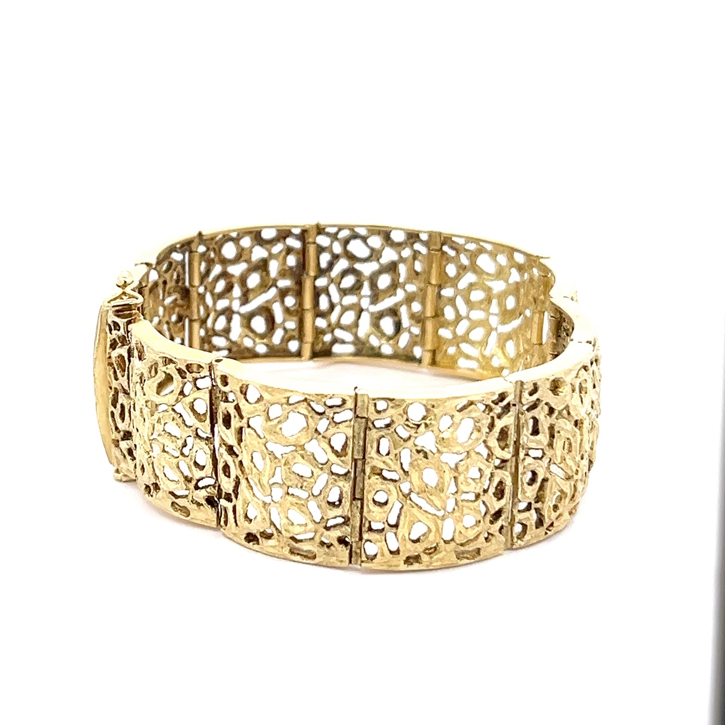 18ct Gold Wide Openwork Panel Bracelet