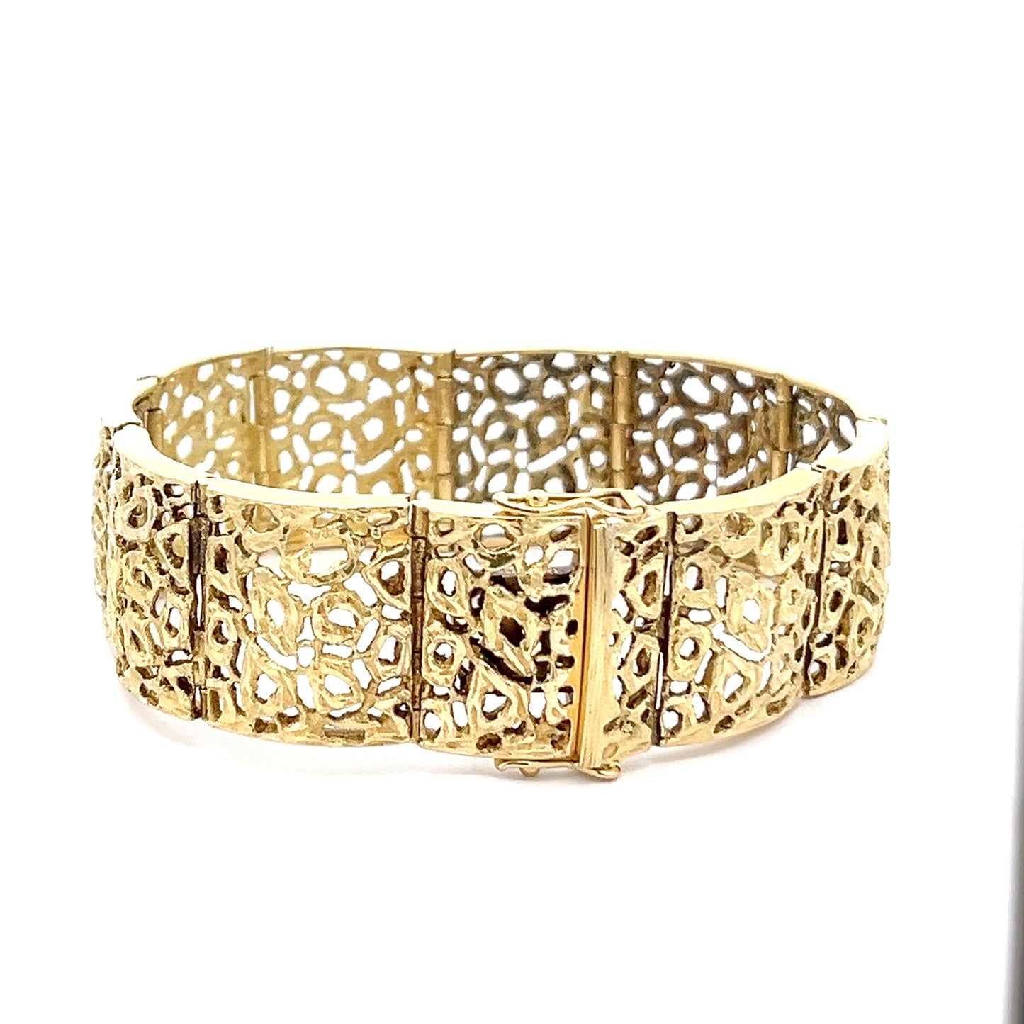 18ct Gold Wide Openwork Panel Bracelet
